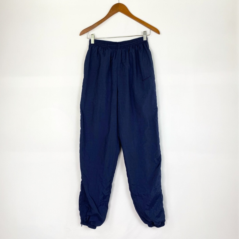 Nike Vintage Y2K Nylon Track Pant Navy Ankle Zip Jogger Outdoors Size‎ Medium